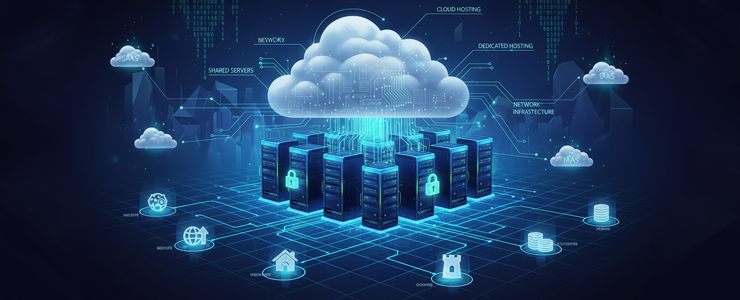 Übersicht verschiedener Hosting-Arten vom Shared Hosting bis zum Cloud-Server